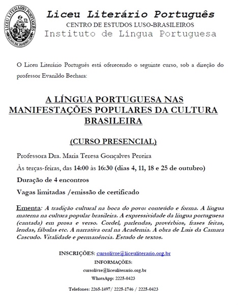 A Língua Portuguesa nas Manifestações Populares da Cultura Brasileira