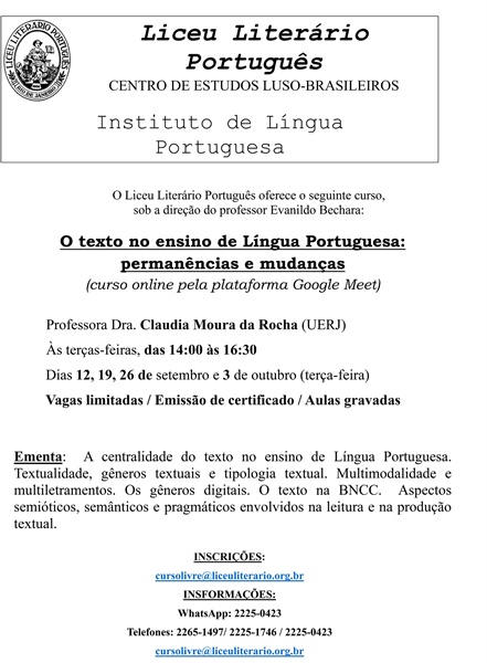 O texto no ensino de Língua Portuguesa: permanências e mudanças