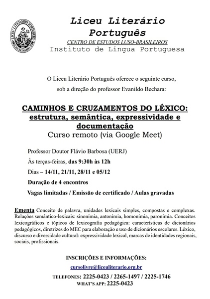 CAMINHOS E CRUZAMENTOS DO LÉXICO:  estrutura, semântica, expressividade e  documentação